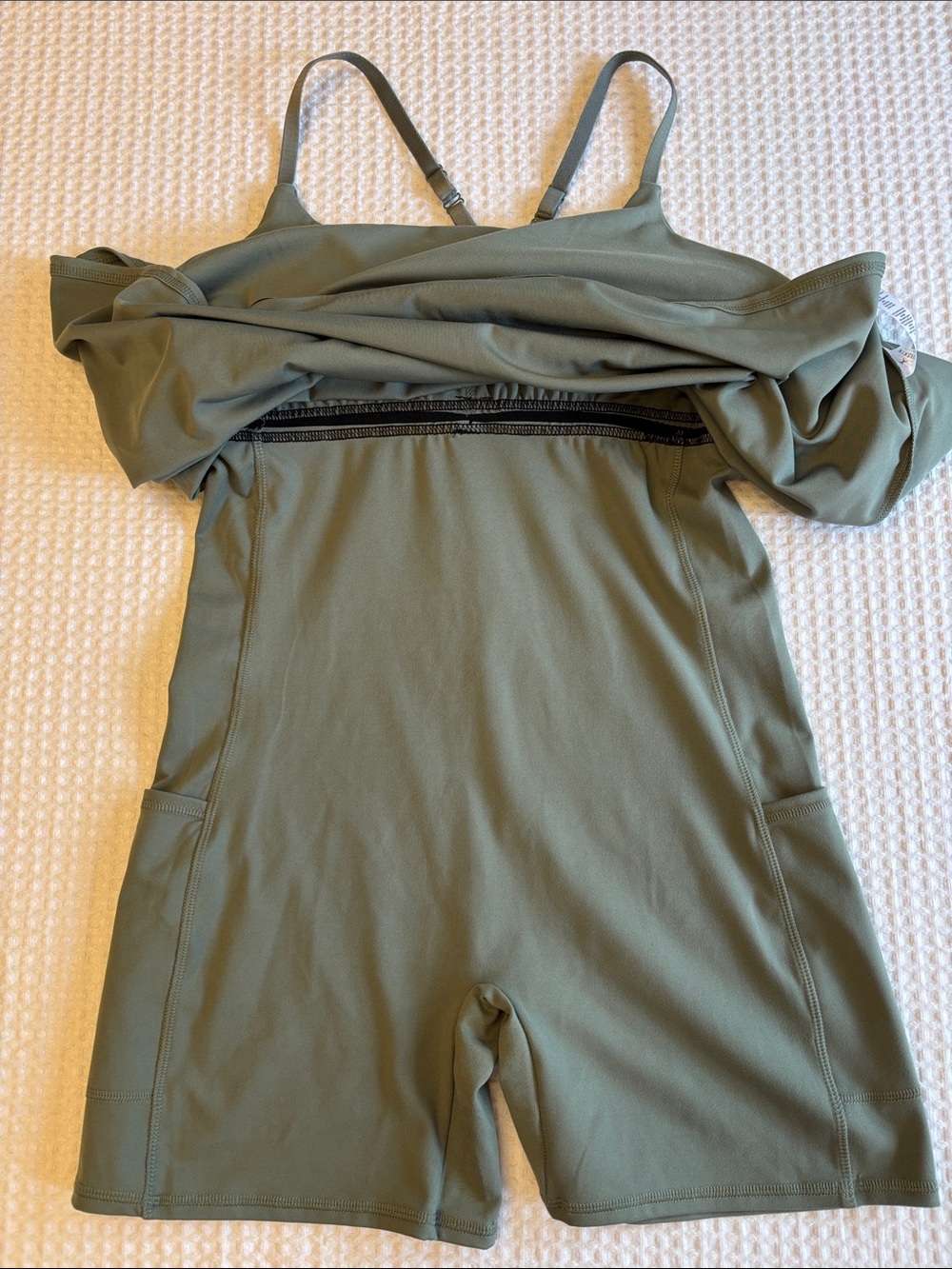 ❌SOLD!❌ Danskin Skinny Strap Active Mini Dress L Sage Green Shorts Romper - Picture 6 of 16